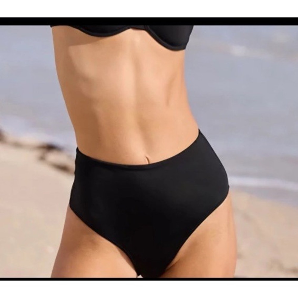 Aerie NWT High Waisted Cheeky Black Bikini Swim Bottom Size XL